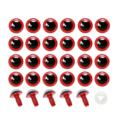 BESTCYC 100pcs 12mm Red Plastic Safety Eyes Craft Eyes with Washers for Amigurumi Dolls Plush Animals DIY Craft Lovers Doll Makers Crochet Craft Supplies - color: Red, size: 12mm