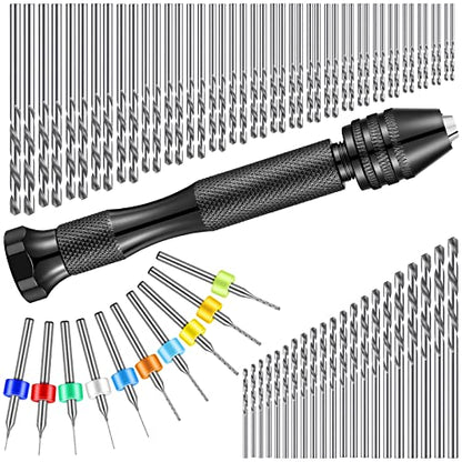 Vinsot 95 Pcs Micro Drill Bits Set with Pin Vise Hand Drill, Black - color: Black