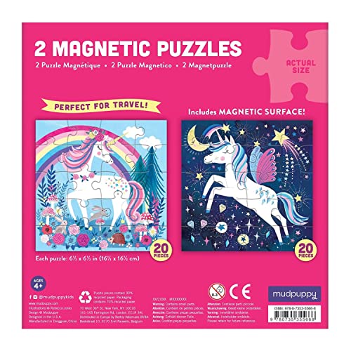 Mudpuppy - Magical Unicorn - Set of Two 20 Piece Magnetic Puzzles for Kids - style: Unicorn Magic