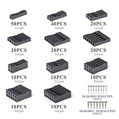 IWISS Dupont Connector Kit 2.54mm Pitch Single Row Male Headers, Dupont Crimp Pins for 3D Printer and FPV Jumper Wire, Ribbon Cable