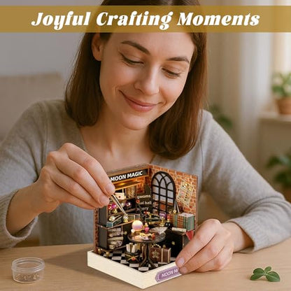 Flever Dollhouse Miniature DIY House Kit Creative Room with Furniture for Romantic Artwork Gift (Moon Magic) - color: Moon Magic
