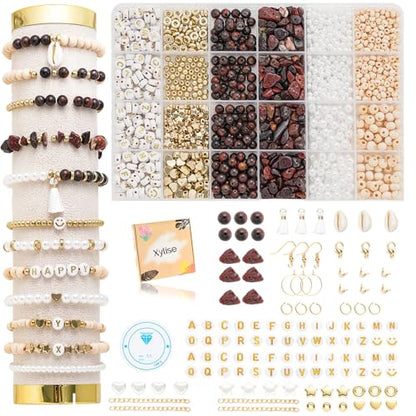Xylise Jewelry Making Supplies Kit Natural Stone Beads for Irregular Natural Stone with for DIY Craft Bracelet Necklace Earrings for Adults(Red) - color: Red