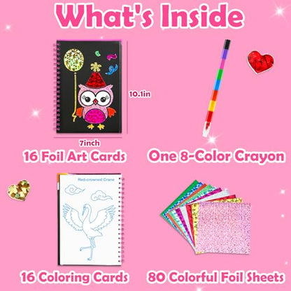 FUNNYB&G Foil Art Craft Kit for Kids, Sparkly Birthday Gift Toy for Girls - style: Birds