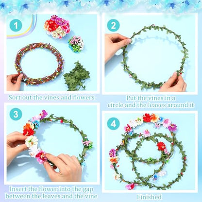 Syhood 20 Sets DIY Flower Crown Making Kit for Girls, Mini Plum Blossom - color: Mini Plum Blossom