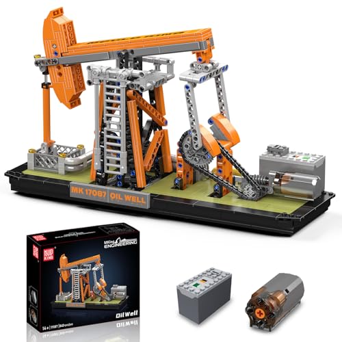 Mould King 17087 Oilfield Movable Building Sets, Engineering Display Model with Battery & Motor, Oil Source Technology Construction Blocks - style: Oil Well