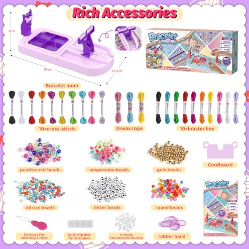 Cmiolacuna Friendship Bracelet Making Kit for Girls Ages 8-12 Loom Maker - color: Purple