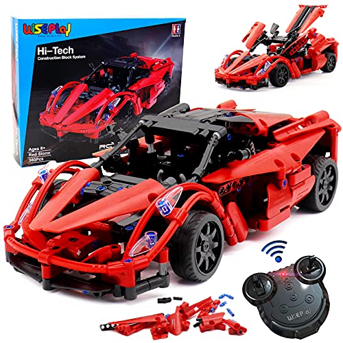 WISEPLAY Build Your Own RC Car Kit- 380PCS STEM Remote Control Car Building Kit - Great Building RC Gift for Your Kid - color: Red Storm