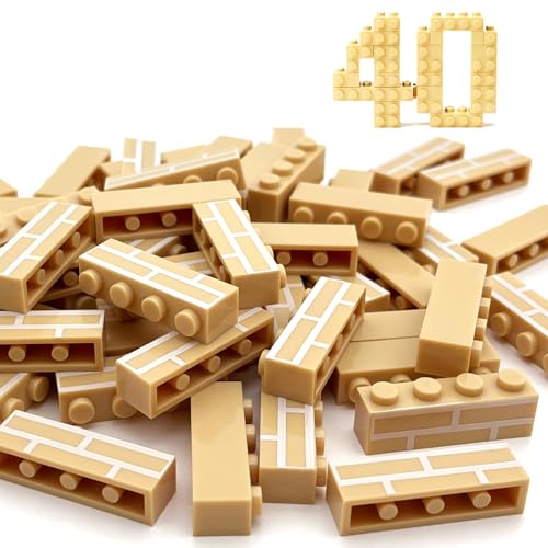 40PCS Classic Wall Building Bricks 1x4 Yellow Color, Compatible with Lego Part, ABS Material, Creative Building Sets for Home, School & DIY STEM Projects, Construction Toy for Kid Age6 7 8 9 10 11 12 - color: Yellow 40pcs