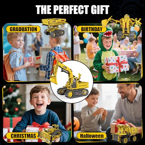 5-in-1 RC Excavator Building Kit for Kids 6+ | STEM Toys|555pcs App/Remote Controlled Excavator Kit | for Boys & Girls Ages 6+ | Rechargeable l Coding Robot Toy - style: K96173