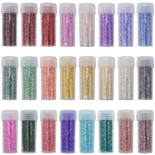 INSPIRELLE Uniform 120 Gram 12/0 (2mm) Cylinder Glass Seed Beads - color: 24x Matte Transparent AB