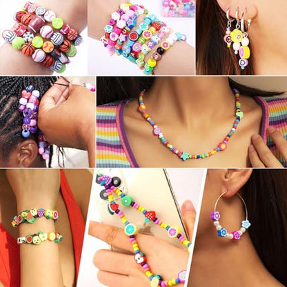 BBita 1000PCS Polymer Clay Beads Bracelet Making kit, 24 Style Cute Fun Beads Sports Ball Volleyball Softball Baseball Basketball Soccer Rugby Football Charms for Jewelry Making DIY for Women Girls - color: C1#Style 3