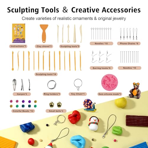 Aestd-ST Polymer Clay Kit 60 Colors, Oven Bake Modeling Clay for Kids - color: 60 Colors