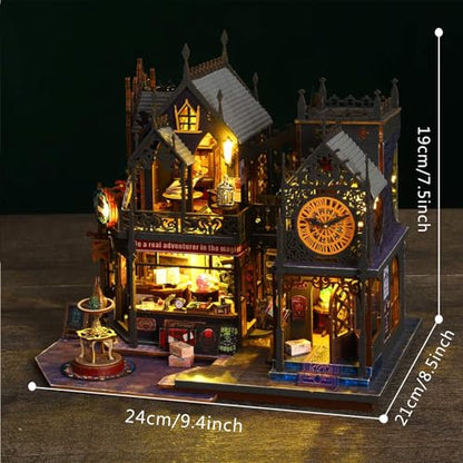 Fifijoy DIY Miniature Dollhouse Kit, Holo Magic City DIY Miniature House kit Wooden Dollhouse Kit, DIY Mini House kit for Adults to Build - color: Holo Magic City