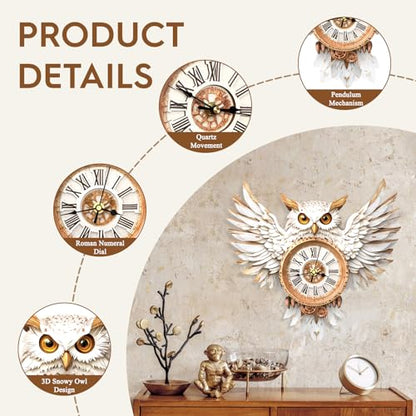 3D Puzzles for Adults Wooden Snowy Owl Clock Puzzle Adult Crafts - color: Snowy Owl Clock