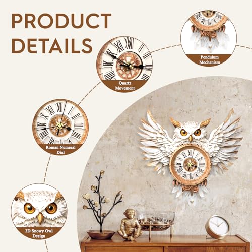 3D Puzzles for Adults Wooden Snowy Owl Clock Puzzle Adult Crafts - color: Snowy Owl Clock