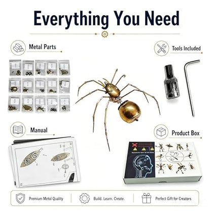 Steampunk Mechanical Insect Spider 3D Metal Model Kit for Adults DIY Assembly 2-3 Hours Build Premium Screw Craft Birthday Gift for Men Teens Father(Ghost Spider) - style: Ghost Spider