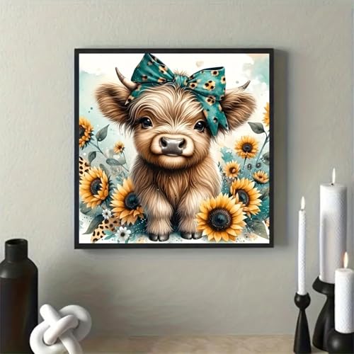Diamond Art Painting Kits for Adults, Cow 5D Diamond Painting Dots Art Kits - color: JK525-A