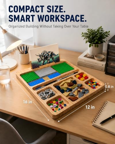Building Tray for LEGO, 7-Compartment Sorting Tray with Manual Holder - size: Small