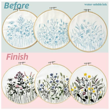Embroidery Kit for Beginners Learn 7 Common Stitches Step-by-Step Video - color: 7 Common Stitches