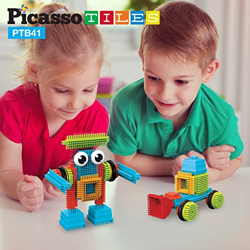 PicassoTiles Toys 41 piece Hedgehog Block Building Blocks Construction Toy Set w/IdeaBook Learning Playset None Magnetic STEM STEAM Educational Kit Child Brain Development Preschool Kindergarten PTB41 - color: 41pc Hedgehog