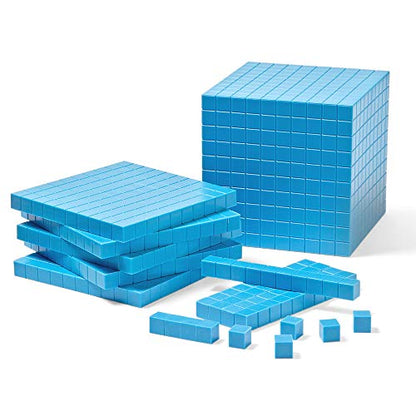hand2mind Blue Plastic Base Ten Blocks Complete Set, Place Value Blocks, Counting Cubes for Kids Math, Base Ten Blocks Classroom Set, Math Blocks Kindergarten, Base 10 Math Manipulatives (Set of 644) - style: Set of 644