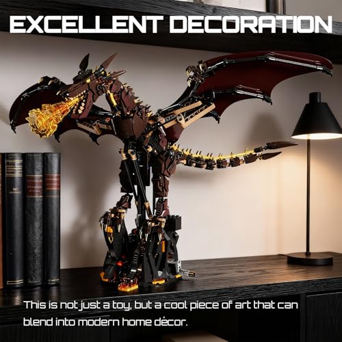 HJPLPXH Mechanical Flame Dragon Building Block Set–Fire Dragon Model - style: Motor Flame Dragon