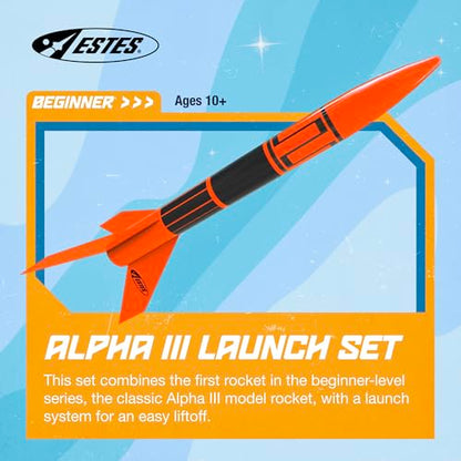 Estes 1427 Alpha III Rocket-Building Kit, Beginner Flying-Rocket Model Kit for Ages 10+, Includes Launch Pad and Controller