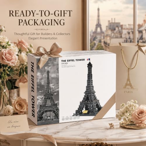 Eiffel Tower Building Set 976 Pieces Paris Architecture Model Kit with French Flag & Nameplate, Romantic France Landmark Souvenir Gift 3D Construction Puzzle for Adults & Teens - style: Eiffel Tower