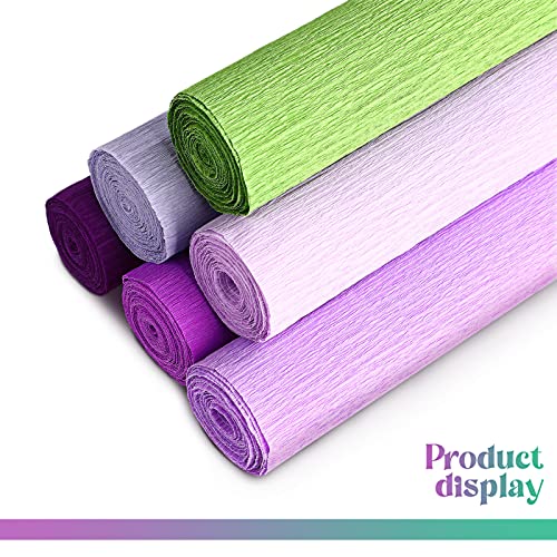 Gersoniel 57 Pcs Crepe Paper DIY Kit for Flower Making, Purple and Green - color: Purple and Green