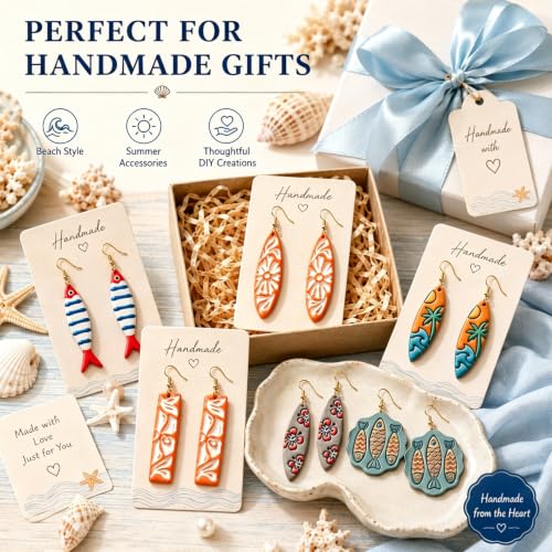 8Pcs Ocean Clay Earring Molds, Fish Flower Wave Polymer Clay Tools. Ocean Fish, Wave & Floral Patterns for Detailed Handmade Earrings and Coastal Clay Jewelry Designs - color: Surfboard