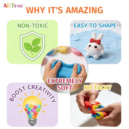 ARTPAR Air Dry Clay 102 Colors,Modeling Magic Clay for Kids Bulk Craft Kit - color: 102 Colors