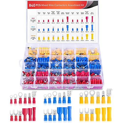 Nilight 840PCS Mixed Quick Disconnect Electrical Insulated Crimp Terminals - color: 840PCS Mixed Crimp Terminals