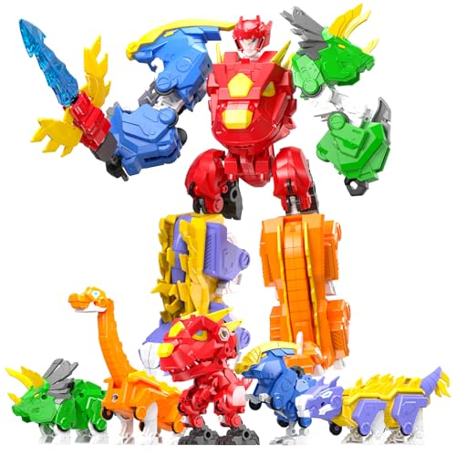 5-in-1 Dino Robot, STEM Building Toy with Triceratops for Kids 6+
