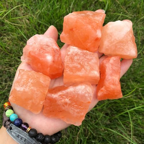 Zenkeeper 1 Lb Large Raw Himalayan Salt Crystal Rough Himalayan Quartz Natural Orange Salt Stone Crystal Stone Mineral Specimen Gemstone Healing Crystals and Stones - color: Himalayan Quartz (Orange Salt Stone)