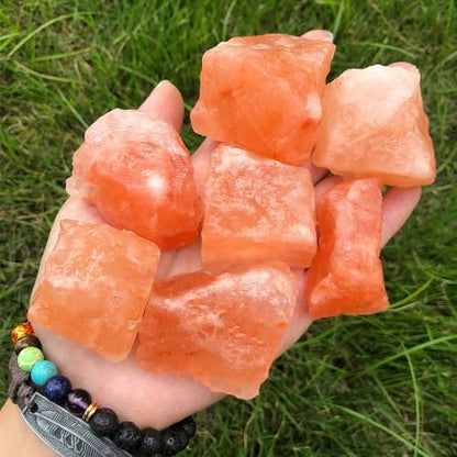 Zenkeeper 1 Lb Large Raw Himalayan Salt Crystal Rough Himalayan Quartz Natural Orange Salt Stone Crystal Stone Mineral Specimen Gemstone Healing Crystals and Stones - color: Himalayan Quartz (Orange Salt Stone)