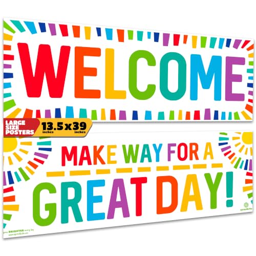 Sproutbrite 2 Pack 13.5"x39" Welcome Educational Posters & Charts - color: Welcome Banner