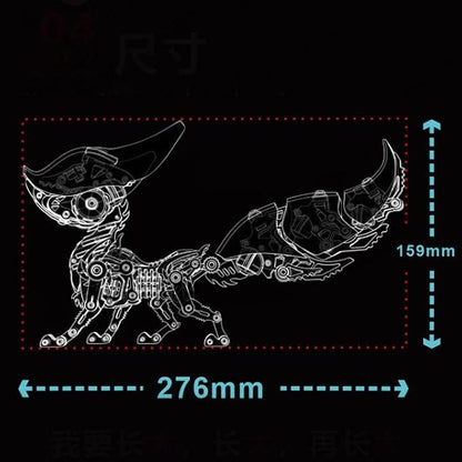 Mechanical Fox Model Kit | 3D Metal Puzzle for Adults | Articulated Alloy and Steel Construction | Movable Joints | LED Light | DIY Assembly Model | Display Ornament and Gift (Red) - color: Red