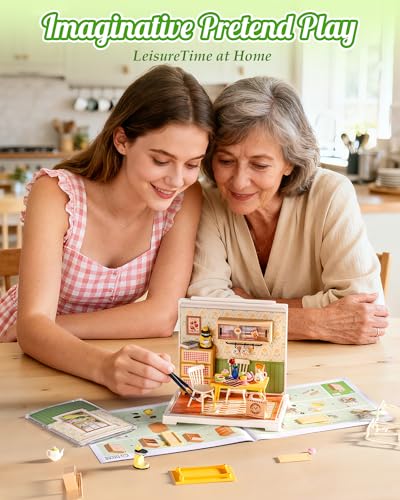 ROBOTIME Super Creator Kits, Miniature House Kit, DIY Plastic House Building Toy Set, Tiny Dining Making Kit Model Craft Hobby Unique Gift (Floral Dining Room) - color: Floral Dining Room
