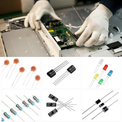 1400Pcs Basic Electronics Component Assortment Kit, Electrolytic Capacitor, Ceramic Capacitor, LED Diode, Common Diode, Resistor, Transistor Component for Arduino, Electronic DIY Project