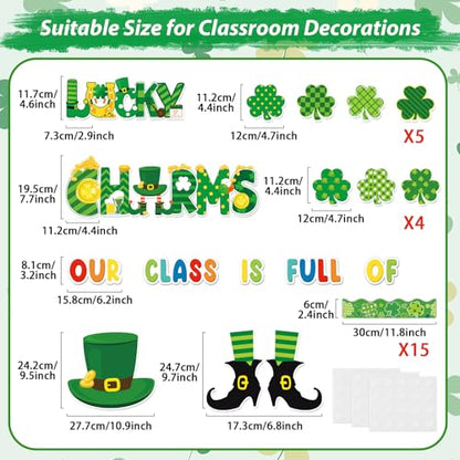 gisgfim St.Patrick Day Bulletin Board Decoration Set Lucky Shamrock Borders Cutouts for Party School Classroom Door Welcome Bulletin Board Craft Home Wall(St. Patrick's Day) - style: St. Patrick's Day