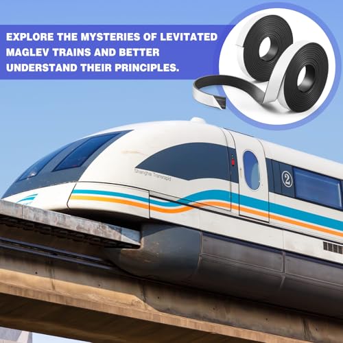 Sabary 2 Roll Monopolar Magnetic Tape 10 feet x 0.8 Wide x 0.12 Thick with Strong Adhesive Backing Anisotropic Flexible Magnetic Strip for Maglev Train Science Project - size: 10 Feet