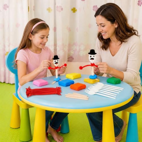 100 Pcs Fork Creativity Set-Arts & Crafts Supplies with Plastic Forks & Clay, Creative DIY Craft Kit to Enhance Hands-On Ability, Make Your Own Forky & Unique Crafts,Large Quantity Value Pack
