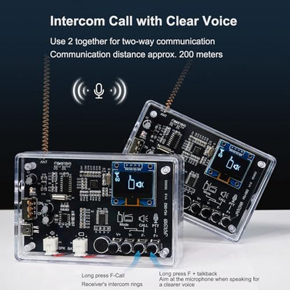 DIY Smart Two-Way Walkie-Talkie Radio Kit Soldering Kits, 2 Pack Walkie-Talkie Soldering Projects, FM Radio DIY Electronic Kit for College High School Education