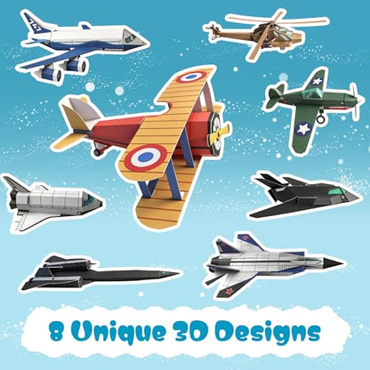 Nightingale Villa 3D Paper Building Model, DIY Origami Kit for Kids Ages 8-12, Includes 8 Pre-Cut, Easy-to-Assemble Aircraft 3D Paper Building Models, Airplane Origami Kit for Kids Ages 8-12 - style: Aircraft
