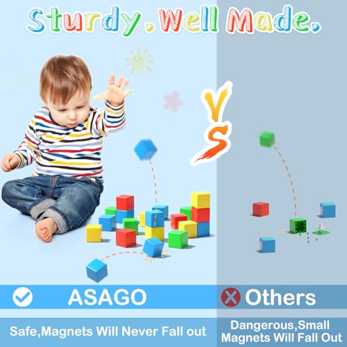 Large Magnetic Blocks,56PCS 1.34in 3D Building Cubes for Kids Ages 3+ - style: 56PCS（1.34in）