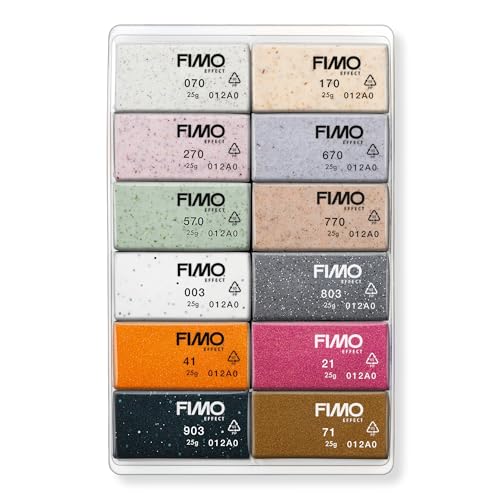 STAEDTLER FIMO Effect Oven-Bake Polymer Clay - Boho Collection: 12 x 25g Half Blocks - for Modeling, Jewelry, Sculpting, Non-Toxic, Adult Arts and Crafts Supplies & Hobbies