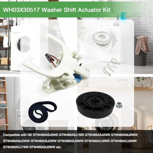 Upgraded WH03X30517 Washer Shift Actuator & WH03X32097 Pulley - color: Kit with WH01X24180 Belt & WH03X32097