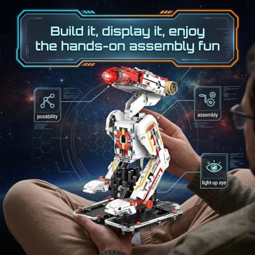HJPLPXH Space Robot Dog Building Set with LED Light and Walking Design - style: Space Robot