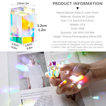 1.2'' Optical Glass RGB Dispersion Prism X-Cube for Physics Teaching Gift - style: 30mm Hexagonal prism
