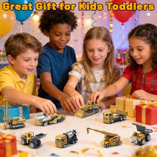 12 Pack Diecast Construction Toys, Mini Alloy Model Toy Cars for Kids 3 4-8 - color: Yellow
